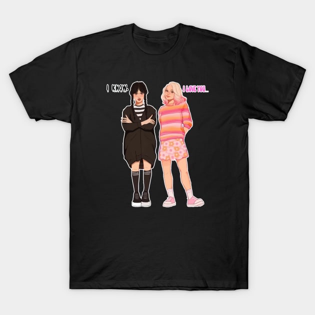 Enid and Wednesday T-Shirt by Blackhearttees